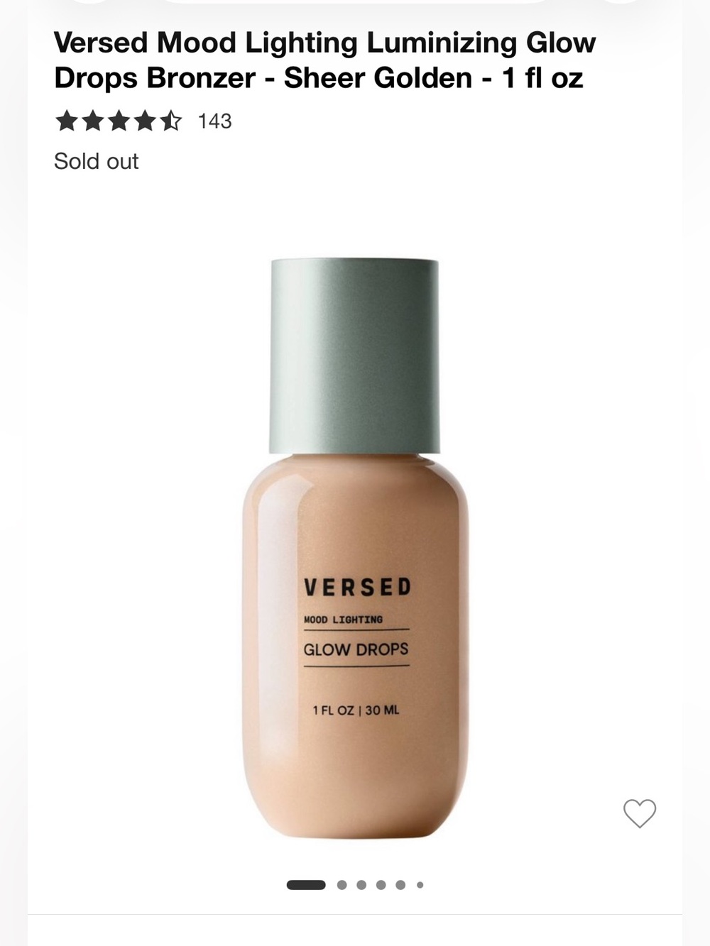 NEW Versed Mood Lighting Luminizing Glow Drops Bronzer - Sheer Golden - 1 fl oz
